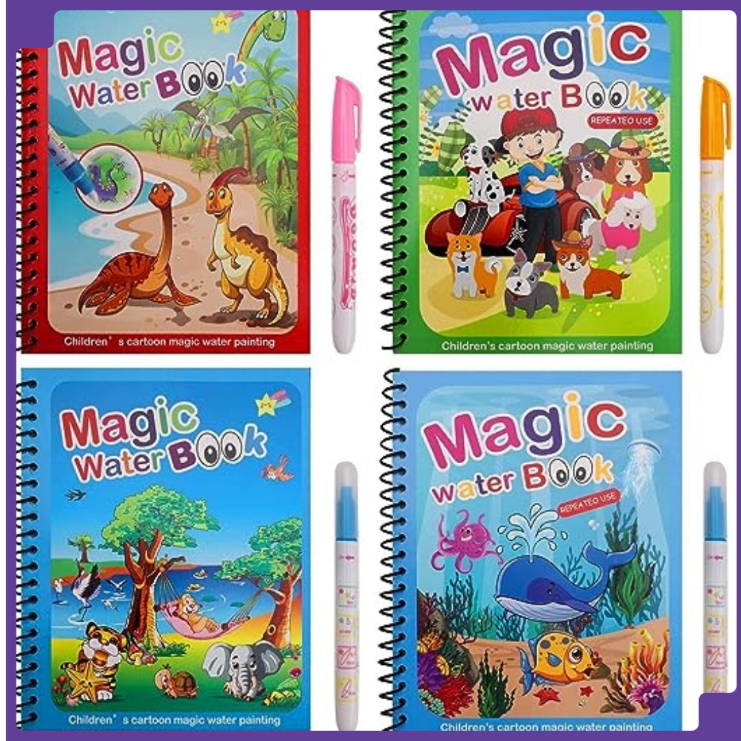 🌟Reusable Magic Water Painting Book📚 For Kids (Set Of 4 Book) || Kid's Magic Water🎨Colouring Books🤩