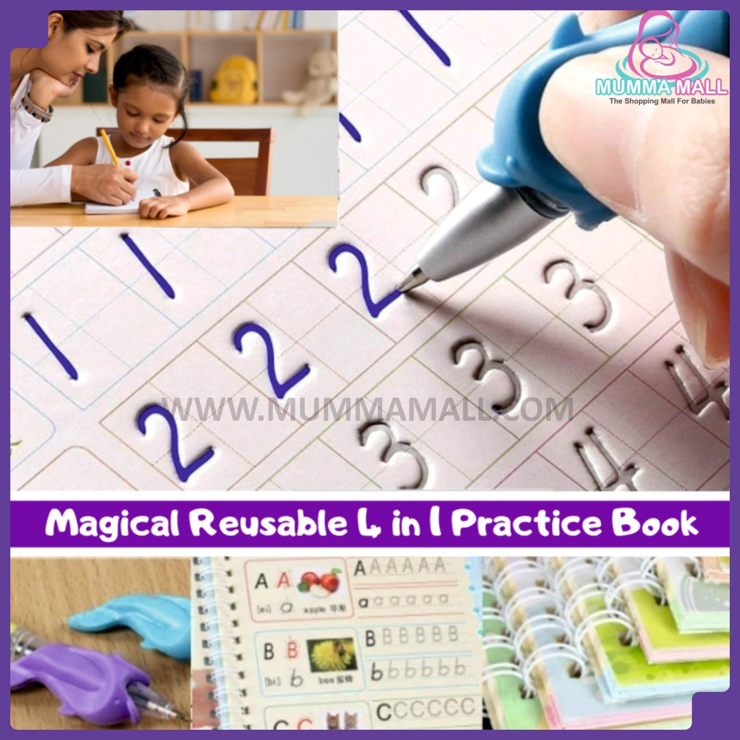 ✨Magic Practice Copybook📚, Buy 1 Set Get 1 Set Free🤩 (8 Book + 2 Pen+ 20 Refill +2 Grip)✍