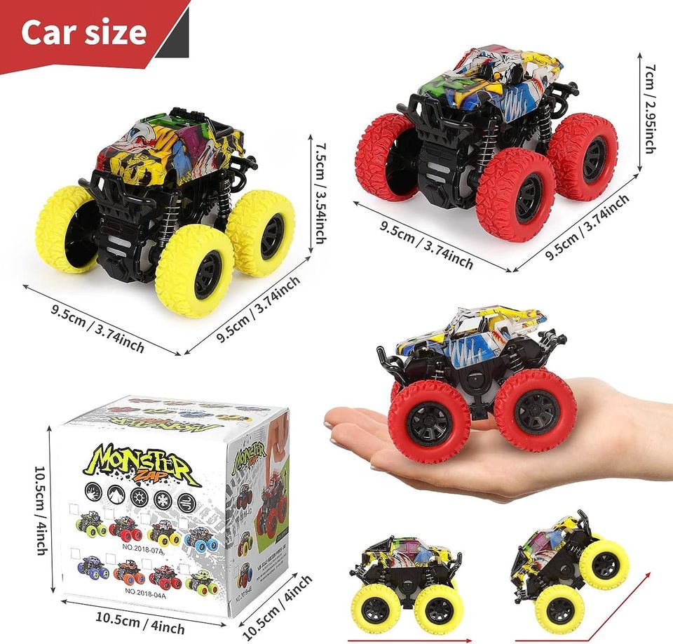 🚀Monster Truck Cars Push and Go Toy Trucks🚕Stunt Car Toy || Multi-Color Design || Gift Toys for Kids😍