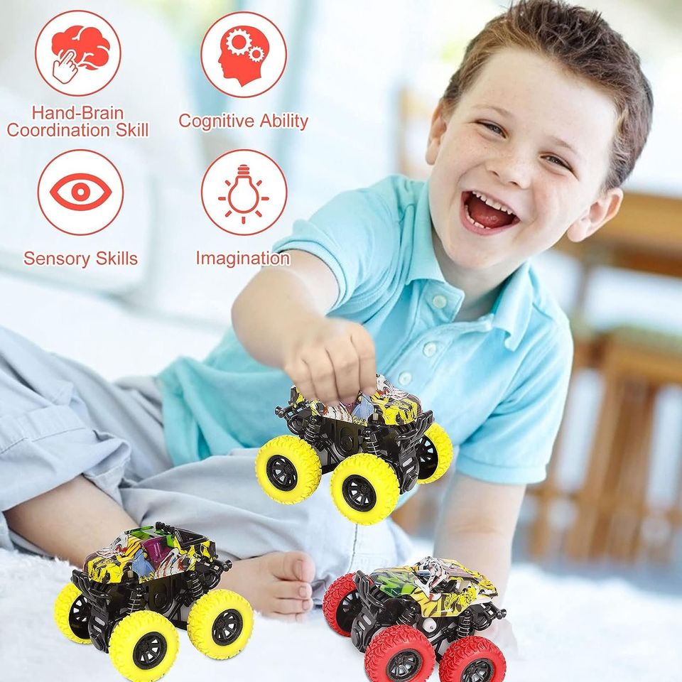 🚀Monster Truck Cars Push and Go Toy Trucks🚕Stunt Car Toy || Multi-Color Design || Gift Toys for Kids😍