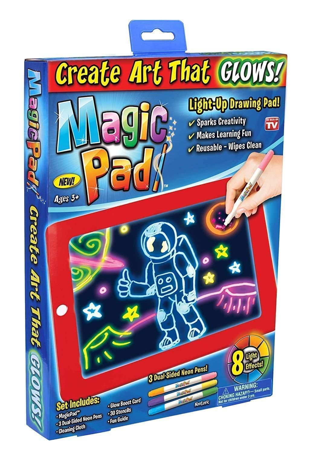 ✨Magic Sketch Drawing Pad For Kids🤩3D Light Up LED Glow Board || 3 Dual Side,30 Stencils and 8 Colorful Effects for Kids🧒