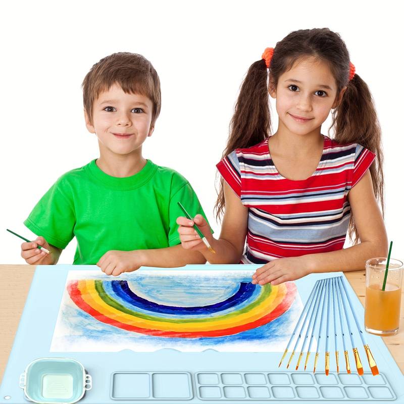 ✨Foldable Silicone Craft Mat for Kids Portable NonStick Watercolour🎨Painting Pad for Art Crafts Clay & DIY Projects Mat🌀