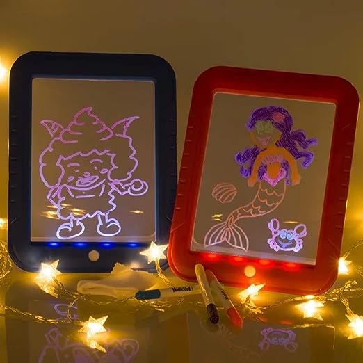 ✨Magic Sketch Drawing Pad For Kids🤩3D Light Up LED Glow Board || 3 Dual Side,30 Stencils and 8 Colorful Effects for Kids🧒