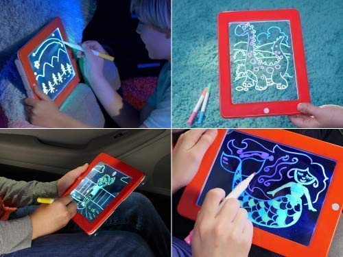 ✨Magic Sketch Drawing Pad For Kids🤩3D Light Up LED Glow Board || 3 Dual Side,30 Stencils and 8 Colorful Effects for Kids🧒