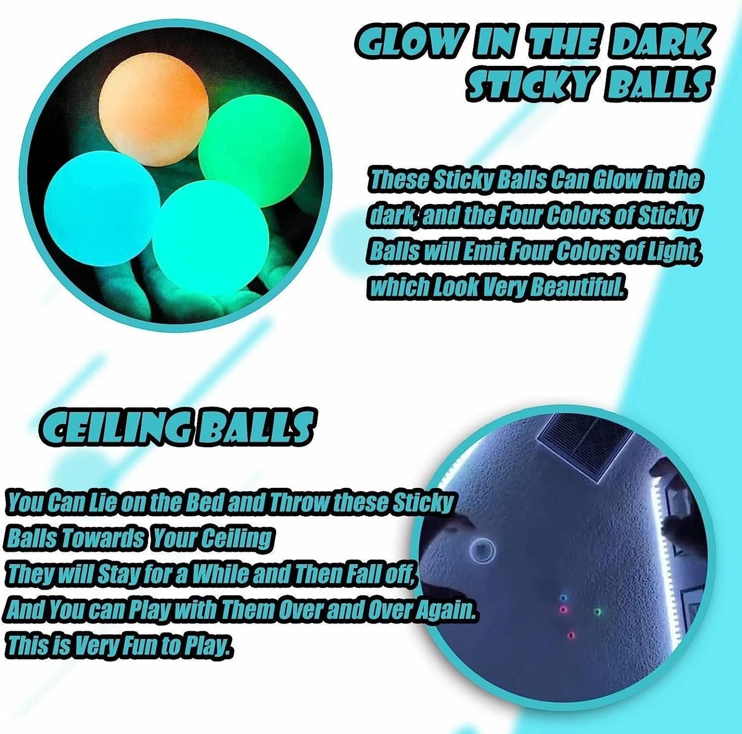 ✨Glow Sticky Ceiling Balls || Stress Relief Ball 🏀Perfect for Kids & Adults🤩