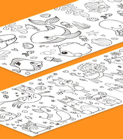 ♻️Reusable Doodle Art Roll - Jungle Theme (2 meters) For Kids🤩