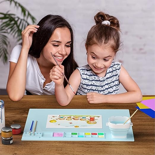 ✨Foldable Silicone Craft Mat for Kids Portable NonStick Watercolour🎨Painting Pad for Art Crafts Clay & DIY Projects Mat🌀