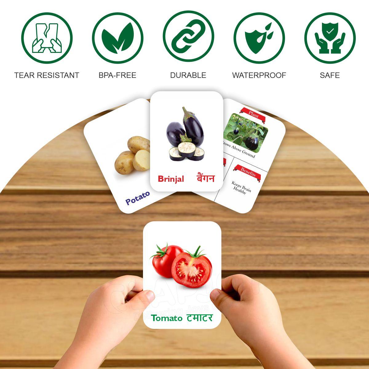 Clapjoy Vegetable Double Sided Flash Cards for Kids