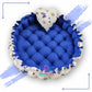 Round baby tub bed with a heart pillow (Blue and White)