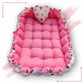 Rectangle baby tub bed with a heart pillow (Pink and White)