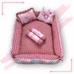 Baby box mattress with blanket and set of 4 pillows as neck support, side support and toy (Pink and Red)