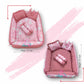 Baby box mattress set with set of 4 pillows as neck support, side support and toy (Pink and Red)