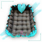 Rectangle baby tub bed with a heart pillow (Turquoise and Black)